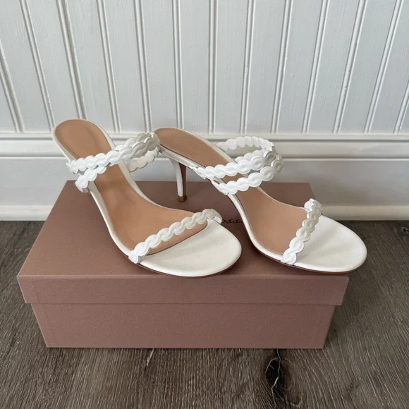 Gianvito Rossi White Leather Strappy Sandals Mules Heels - Picture 8 of 13